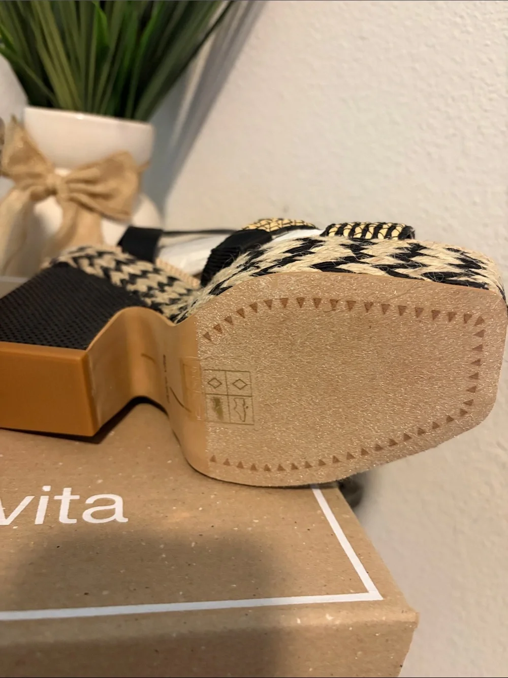 Dolce Vita Black and Natural Woven Platform Wedges